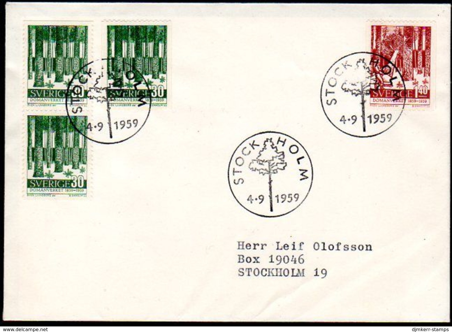 SWEDEN 1959 Centenary Of Forestry Administration FDC.  Michel 451-52 - FDC