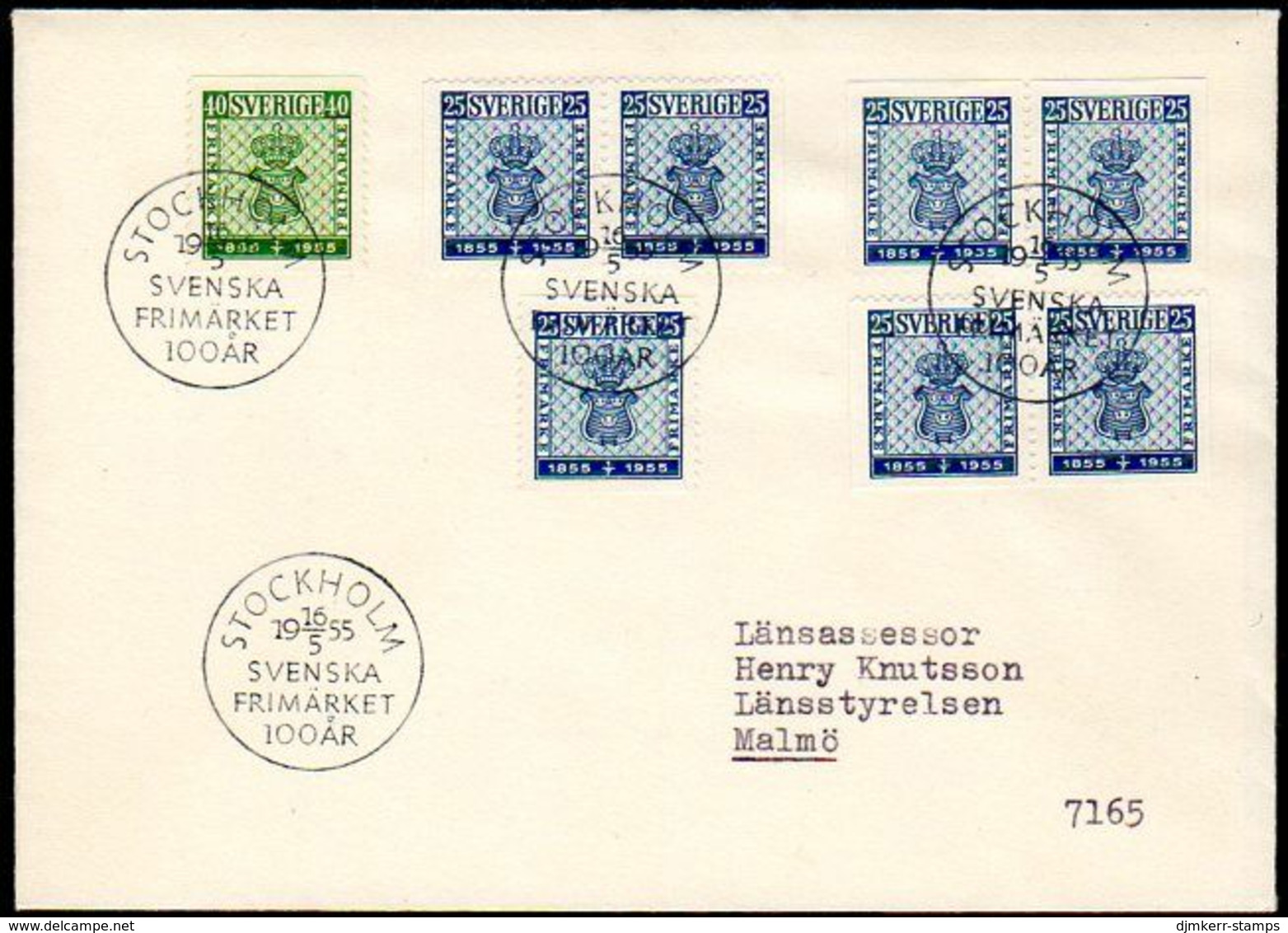 SWEDEN 1955 Swedish Stamp Centenary I FDC.  Michel 402-03 - FDC