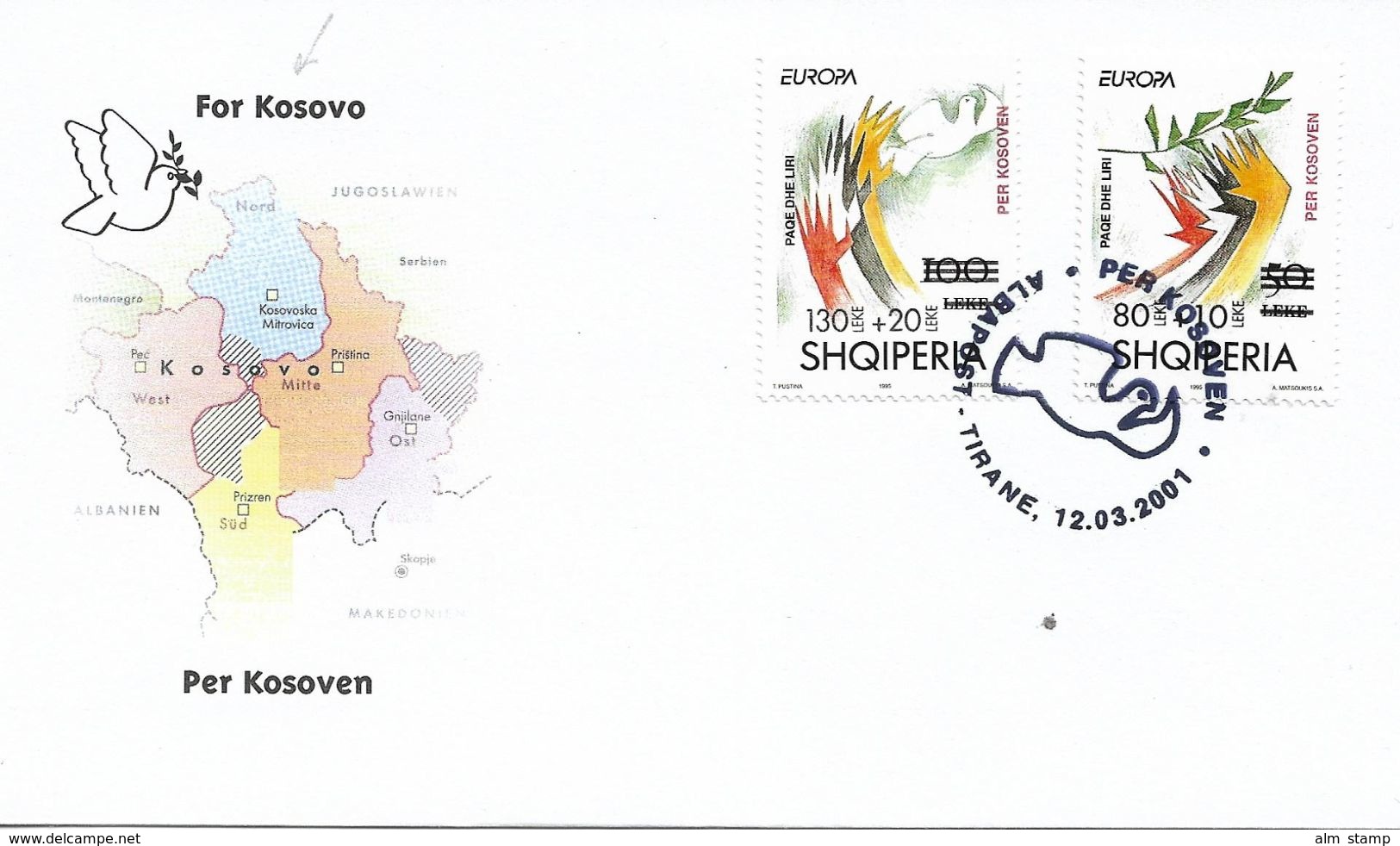 2001 Albanien  Mi. 2784-5 FDC  Kosovo-Hilfe. - Albania