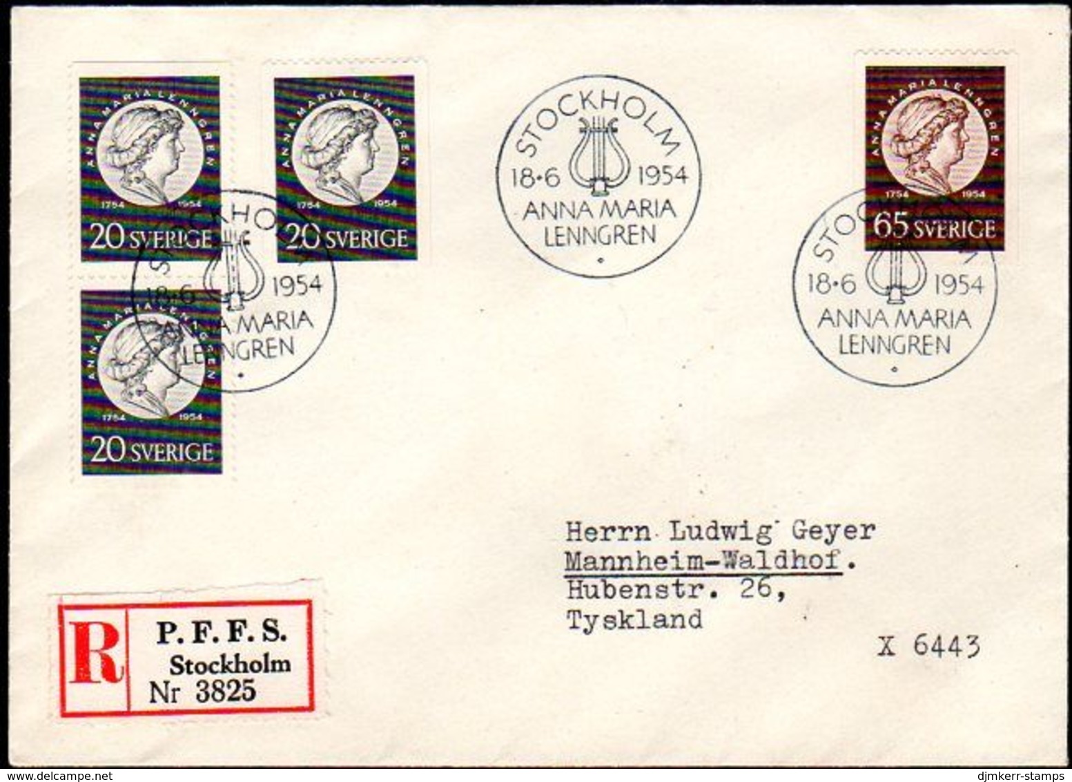 SWEDEN 1954 Lenngrenn Bicentenary FDC.  Michel 394-95 - FDC