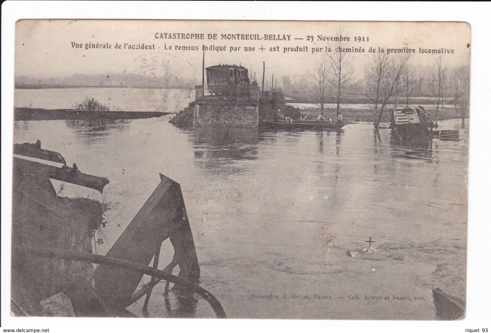 CATASTROPHE (Ferroviaire) DE MONTREUIL-BELLAY - 23 Novembre 1911- Vue Générale De L'accident- Le Remous Indiqué...... - Montreuil Bellay