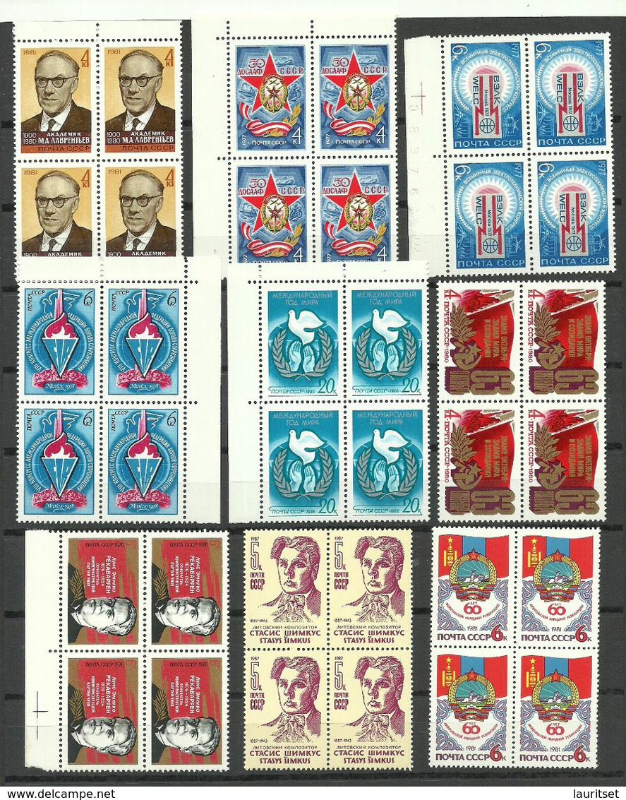 RUSSLAND RUSSIA Soviet Union 9 X 4-block MNH - Verzamelingen