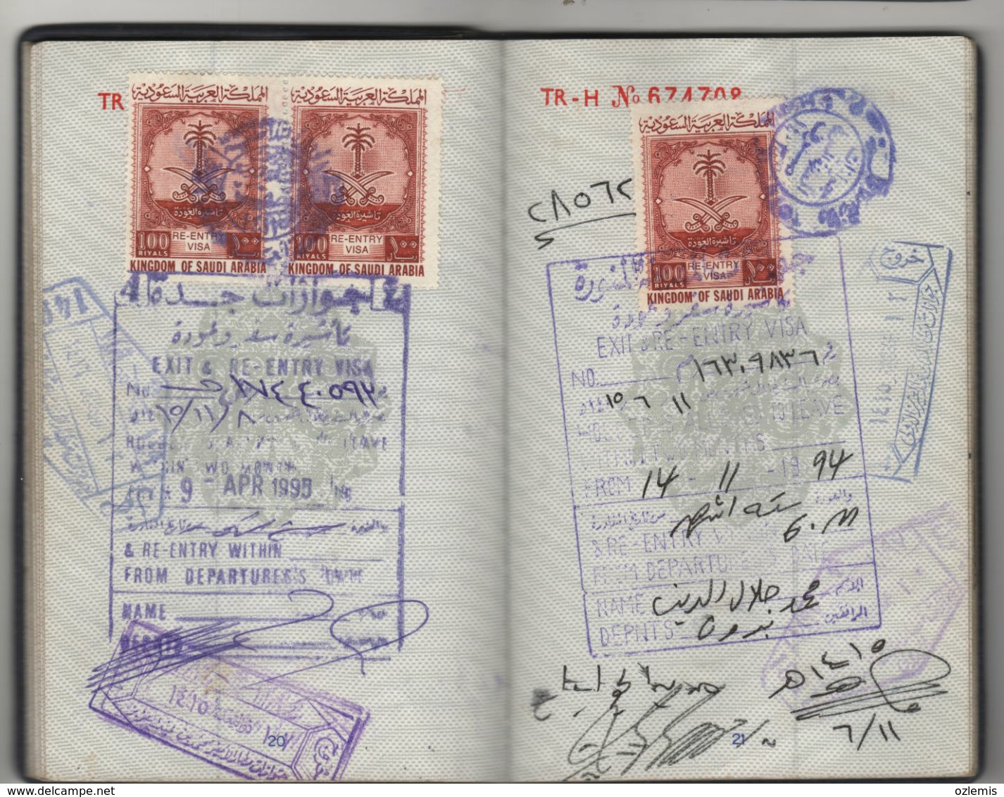 1989 PASSPORT, PASSEPORT ,ITALIA , ENGLAND,FINLAND,USA,GERMANY,SUOSSE,EGYPT,SAUDI ARABIA VİSA AND FISCALS