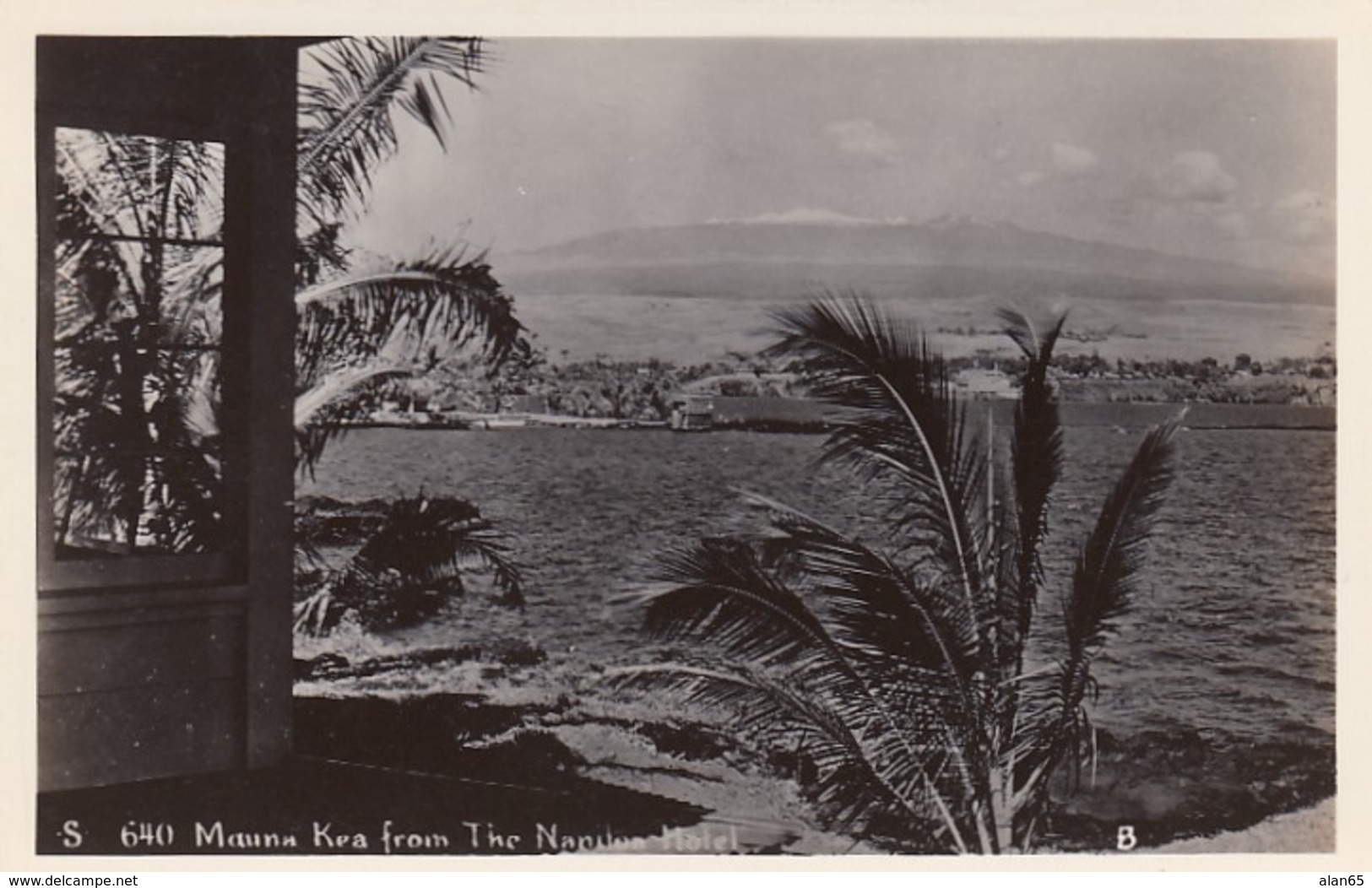 Mauna Kea Volcano Island Of Hawaii From Naniloa Hotel, C1940s/50s Vintage Real Photo #S-640 Postcard - Big Island Of Hawaii