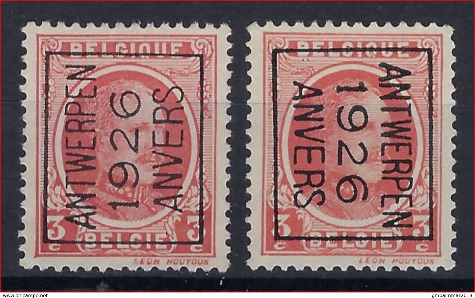 HOUYOUX Nr. 192 België Typografische Voorafstempeling Nr. 138 Posities A + B   ANTWERPEN  1926  ANVERS  ! - Typos 1922-31 (Houyoux)