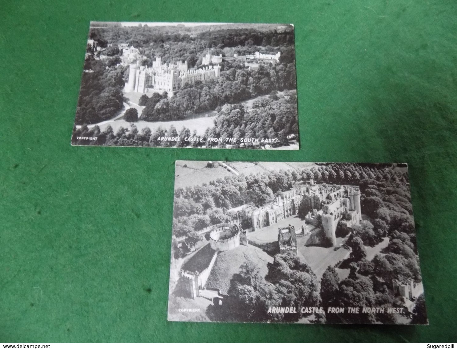 VINTAGE UK SUSSEX: ARUNDEL Castle From The Air X2 North West + South East B&w Aerial - Arundel