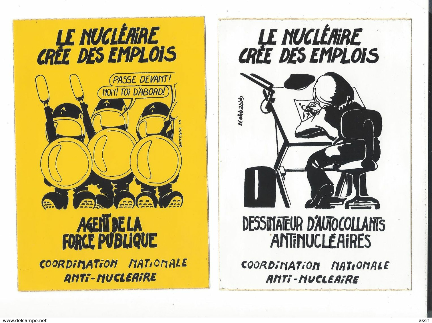 Antinucléaire - 6 Autocollants " Le Nucléaire Crée Des Emplois "  Ill. 1978 ( Format  Env. 11,6 X 16,5 Cm ) - Autocollants
