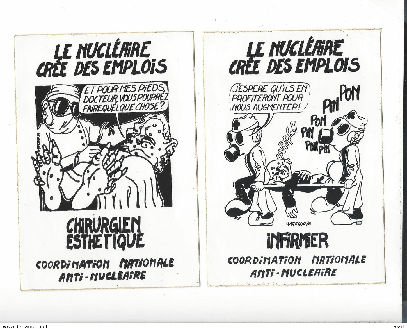 Antinucléaire - 6 Autocollants " Le Nucléaire Crée Des Emplois "  Ill. 1978 ( Format  Env. 11,6 X 16,5 Cm ) - Adesivi