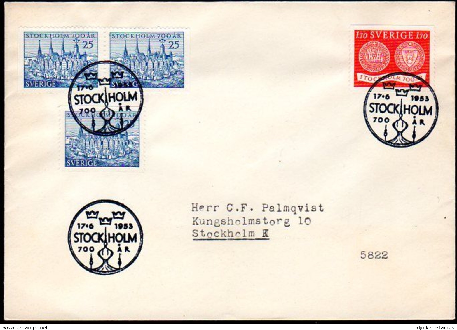 SWEDEN 1953 700th  Anniversary Of Stockholm FDC.  Michel 383-84 - FDC