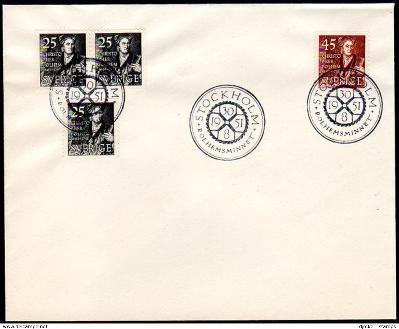 SWEDEN 1951 Polhem Bicentenary FDC.  Michel 363-64 - FDC