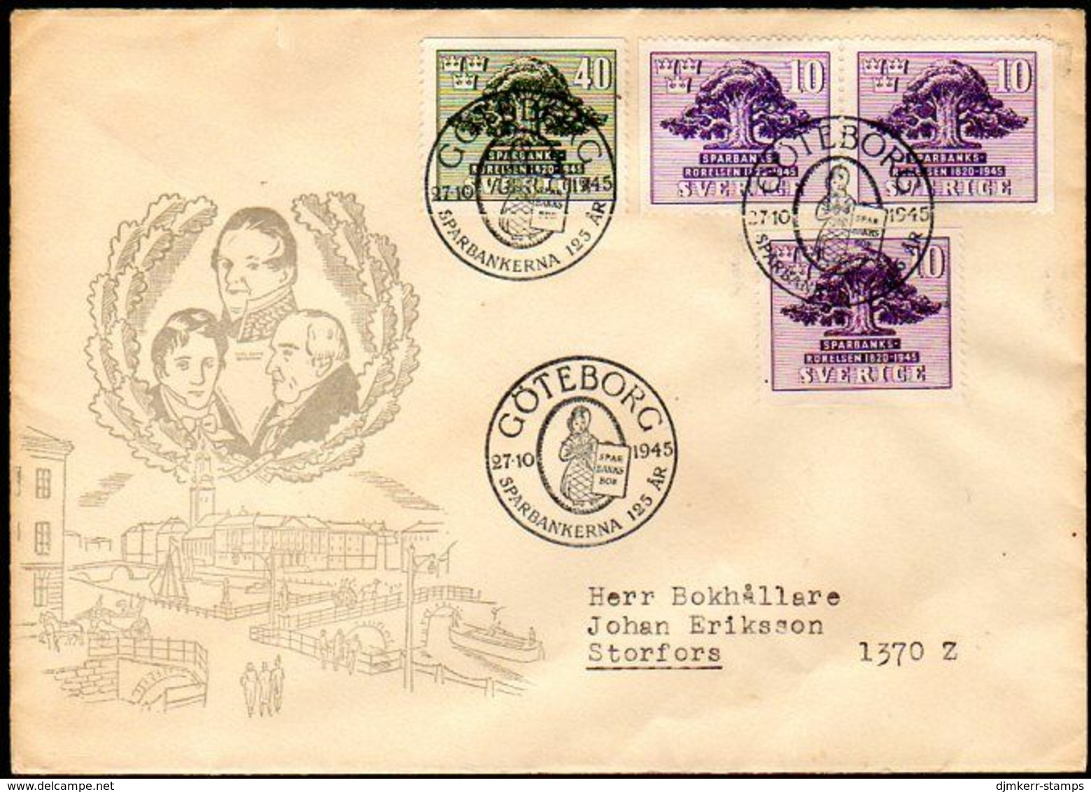 SWEDEN 1945 Savings Banks Anniversary  FDC.  Michel 316-17 - FDC