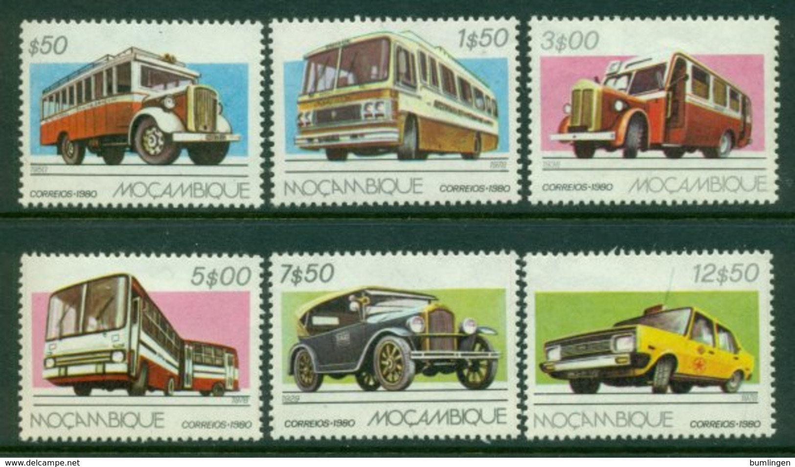 MOCAMBIQUE 1980 Mi 743-48** Road Transport [DP522] - Busses