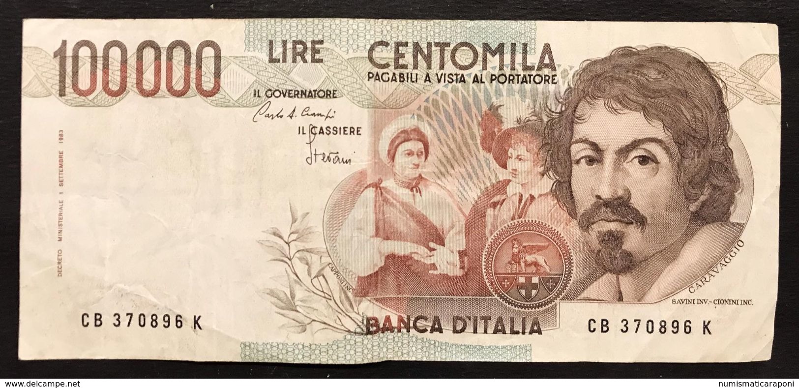 100000 Lire Caravaggio I° Tipo Serie B 1985  Lotto.623 - 10000 Lire