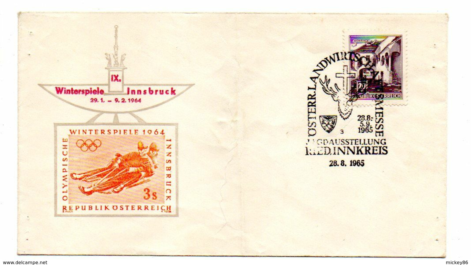 1964--INNSBRUCK-- J.O  Hiver---Lot De 2 Enveloppes Souvenirs - Hiver 1964: Innsbruck