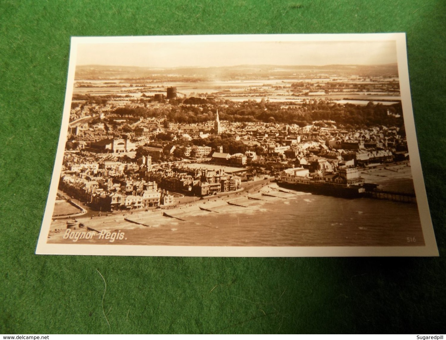 VINTAGE UK SUSSEX: BOGNOR REGIS Aerial Panorama Sepia Photoprecision - Bognor Regis