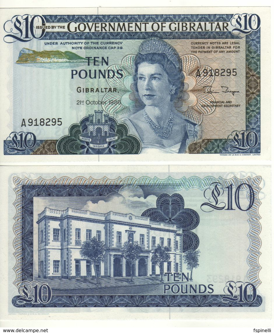 GIBRALTAR   £ 10   Queen Elizabeth II - Govenor's House  P22b  Dated 21.10.1986   UNC - Gibraltar