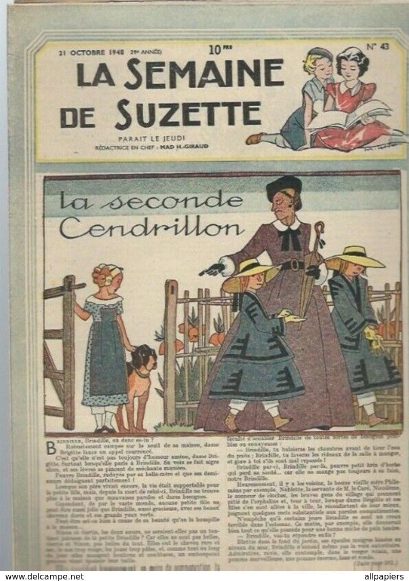 La Semaine De Suzette N°43 La Seconde Cendrillon - 7 Enfants Et L'âne - Les Jeux De Suzette De 1948 - La Semaine De Suzette