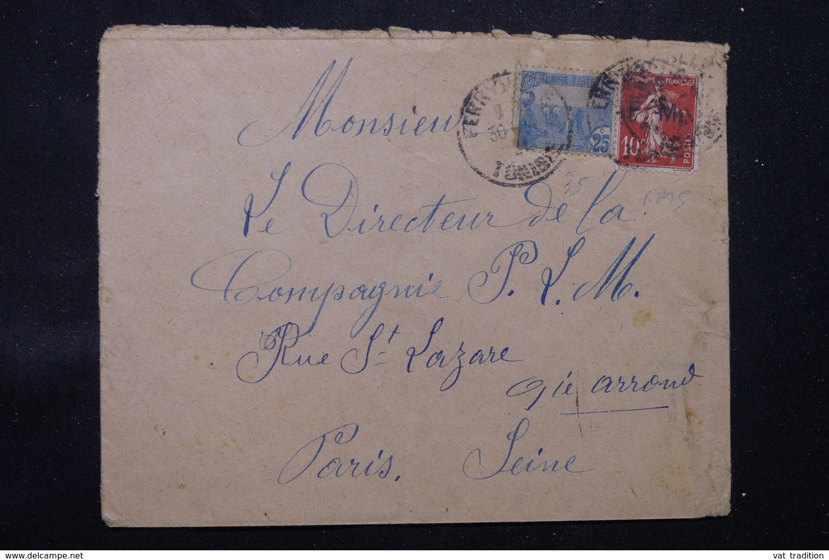 TUNISIE - Enveloppe De Ferryville Pour Paris En 1921 En FM , Affranchissement Semeuse FM + Tunisien - L 68354 - Posta Aerea