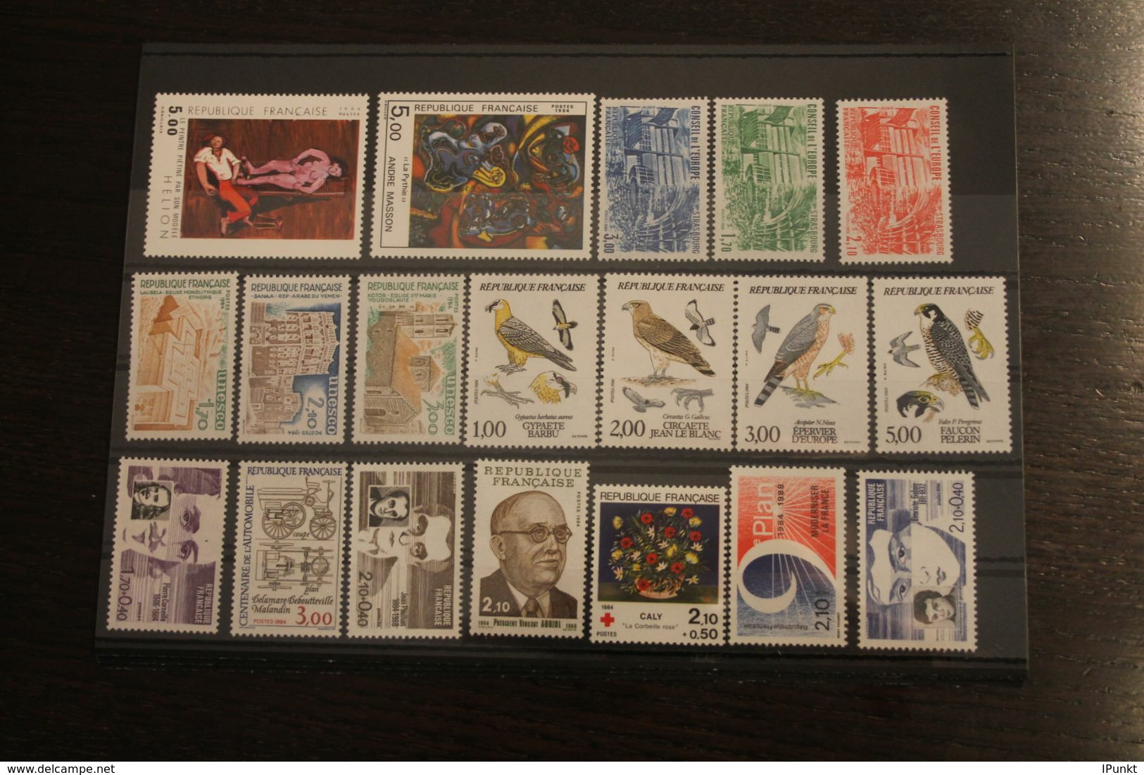 France 1984, Postfrisch, Frankreich Jahrgang 1984, 60 Werte, überkomplett, 4 Steckkarten - 1980-1989