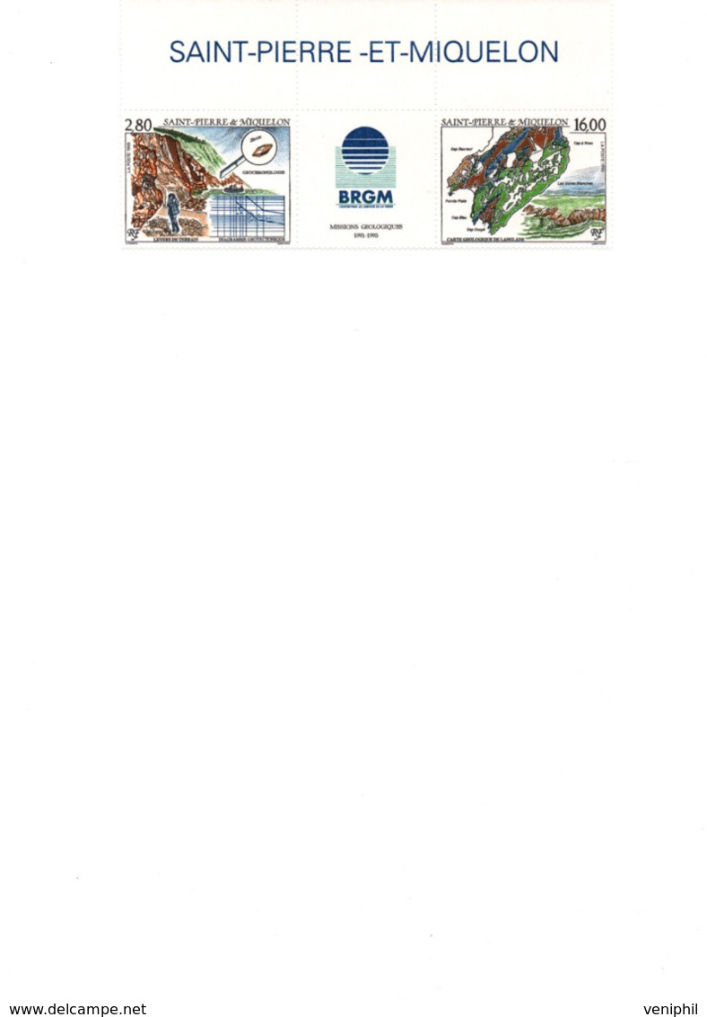 ST PIERRE ET MIQUELON -TRIPTYQUE N° 619 A BORD DE FEUILLE NEUF  XX  ANNEE 1995 - Unused Stamps