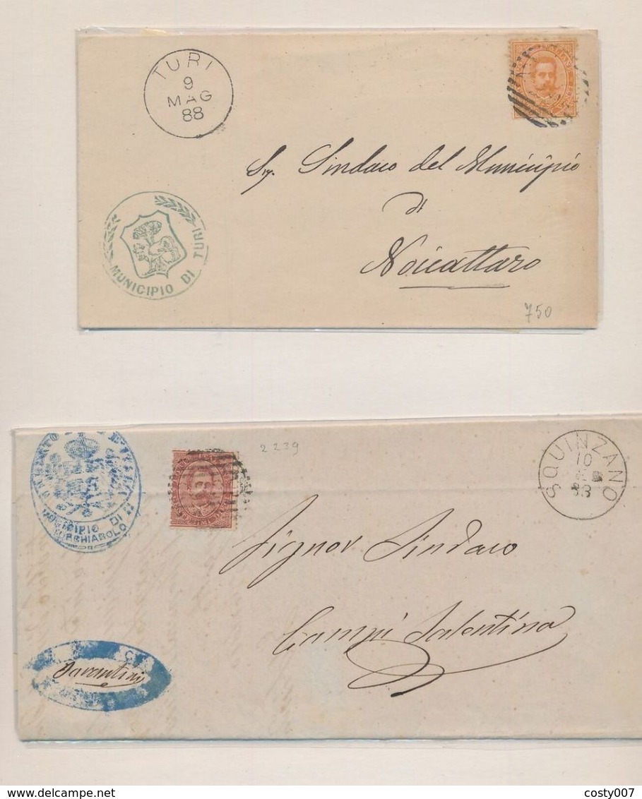 Italy 1888 Postal History Rare 2 X Cover Turi/Squinzano DG.034 - Altri & Non Classificati