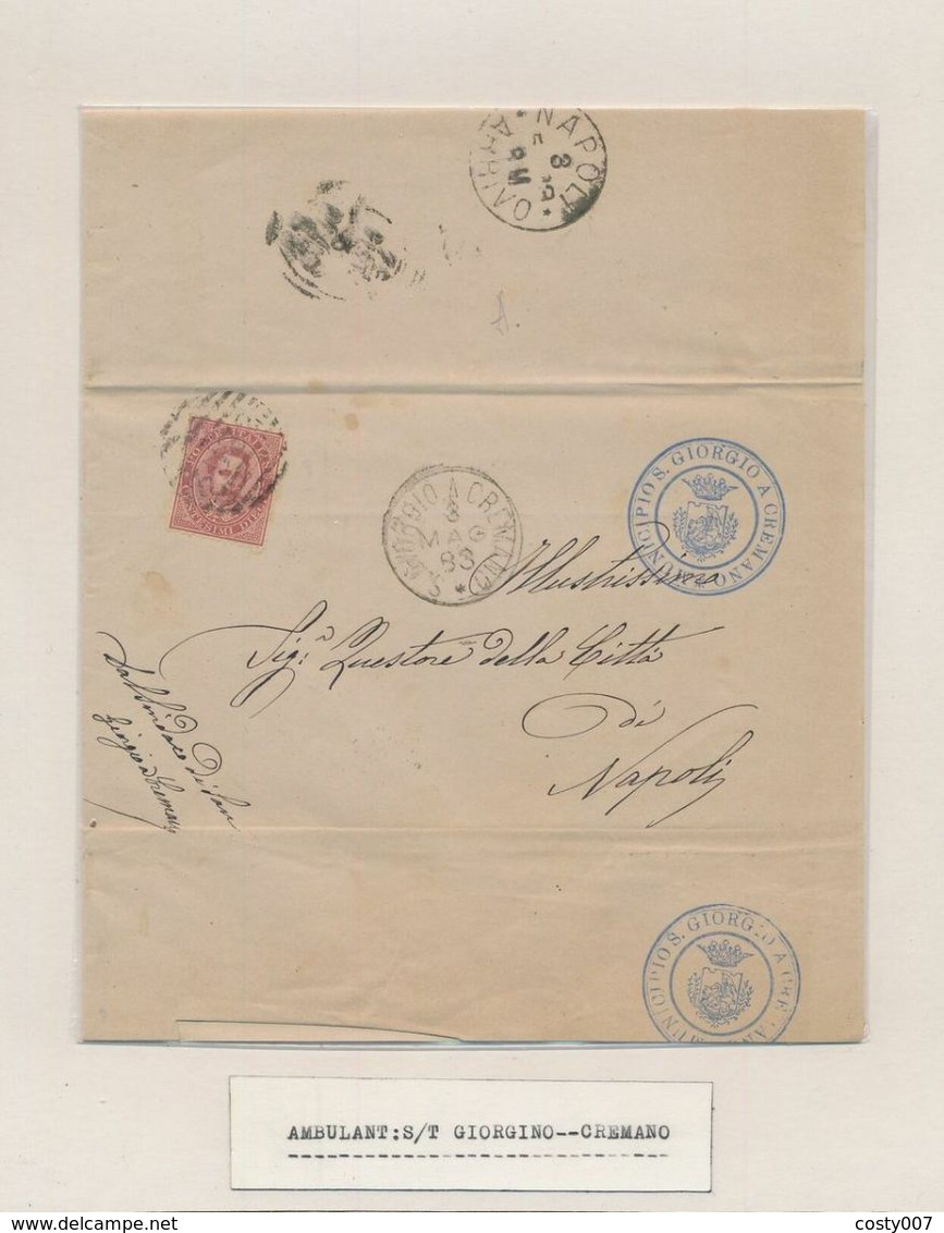 Italy 1883 Postal History Rare Stampless Cover To Napoli DG.035 - Altri & Non Classificati