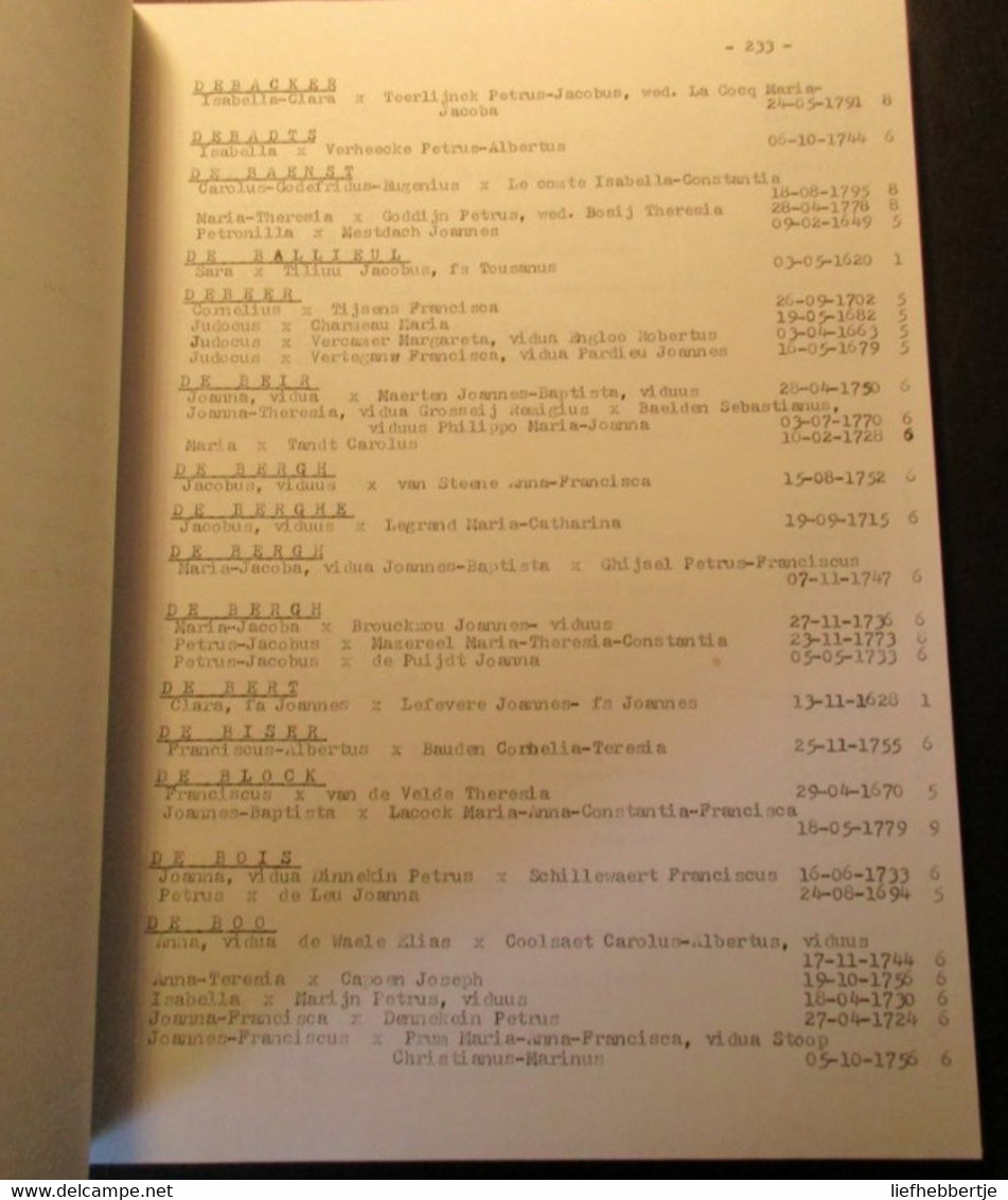 Oostvleteren : Alfabetische Index Op De Parochieregisters : In Twee Delen  -   Vleteren   -   1981 - Storia