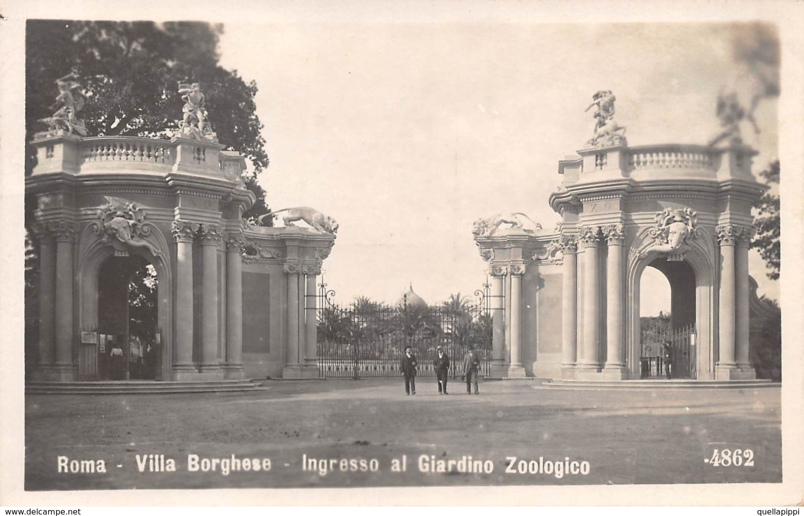 010956 "ROMA - VILLA BORGHESE - INGRESSO AL GIARDINO ZOOLOGICO"  ANIMATA.  CART NON SPED - Parcs & Jardins