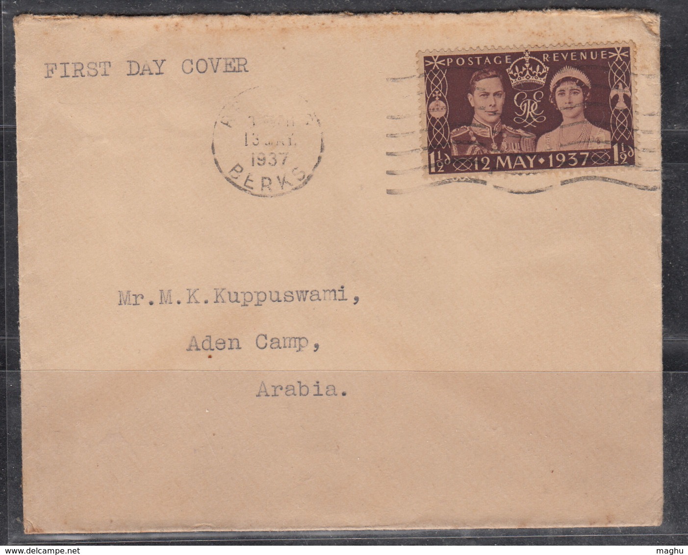 Great Britian Coronation FDC 1937 Used To Aden Camp, PERKS Cds - ....-1951 Pre Elizabeth II