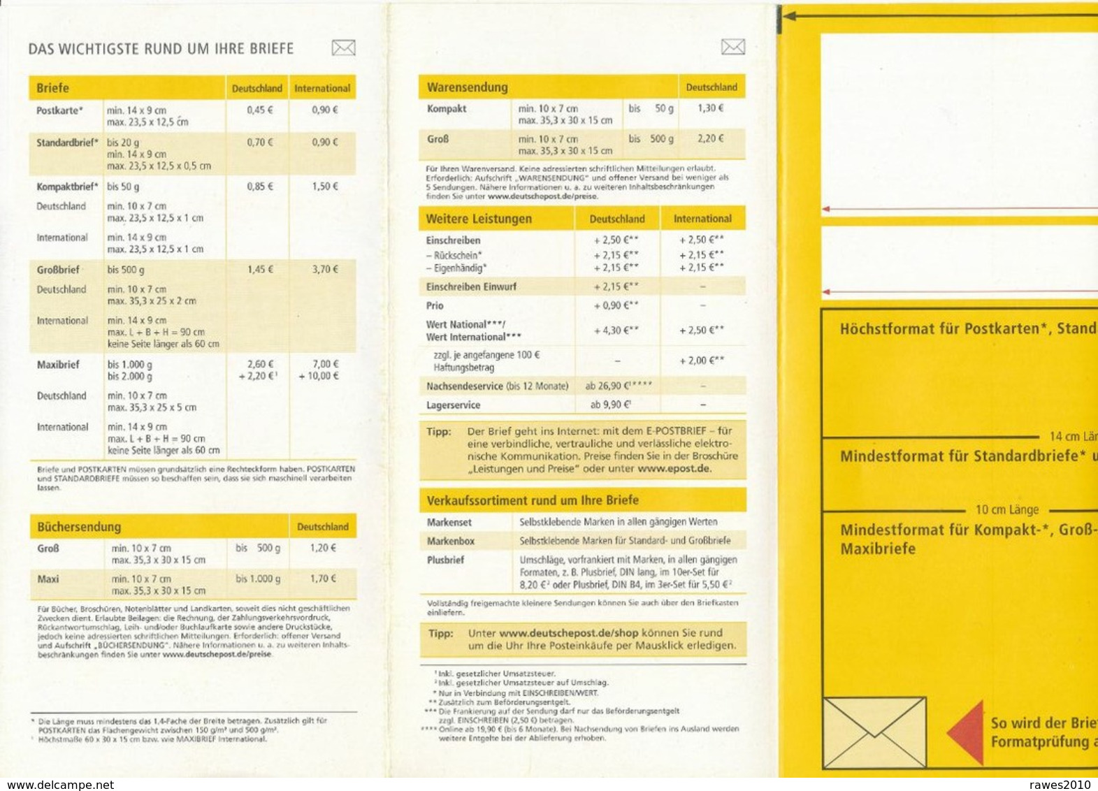 BRD / Bund Deutsche Post Produkte Und Preise Auf Einen Blick - Stand: 01.07.2018 - Tariffe Postali