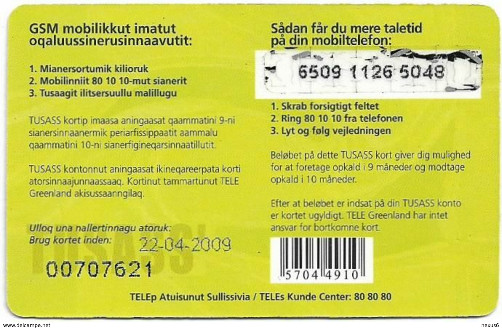 Greenland - Tusass - 2 Girls With Mobile, GSM Refill, 100kr. Exp. 22.04.2009, Used - Grönland