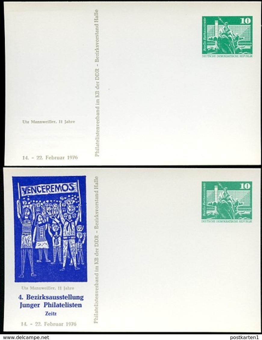 DDR PP16 D2/063 Privat-Postkarte FEHLDRUCK VIOLETTBLAU FEHLEND Zeitz 1976 - Private Postcards - Mint