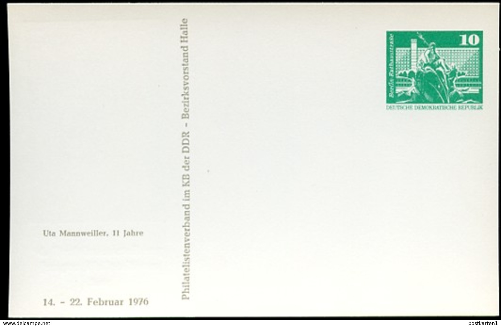 DDR PP16 D2/063 Privat-Postkarte FEHLDRUCK VIOLETTBLAU FEHLEND Zeitz 1976 - Cartoline Private - Nuovi