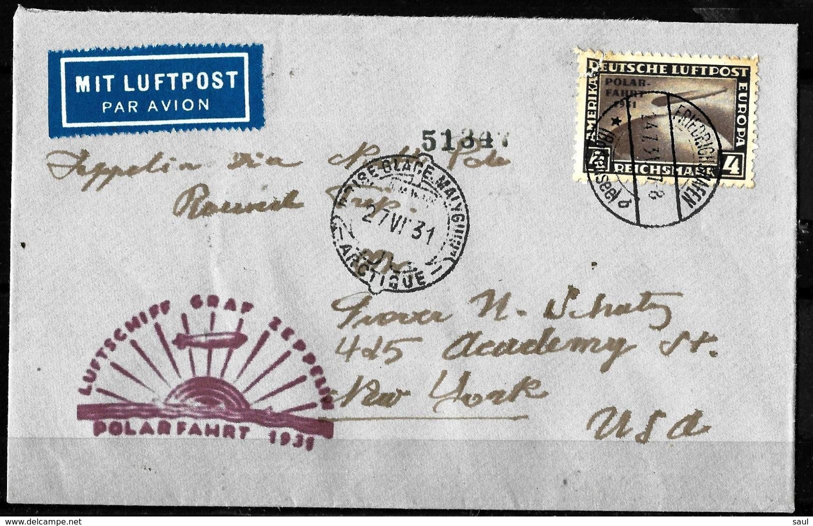808 - GERMANY - 1931 - ZEPPELIN POST - POLAR FLIGHT  - COVER TO USA  - FORGERY - FAUX - FAKE - FALSE - FALSCH - Altri & Non Classificati