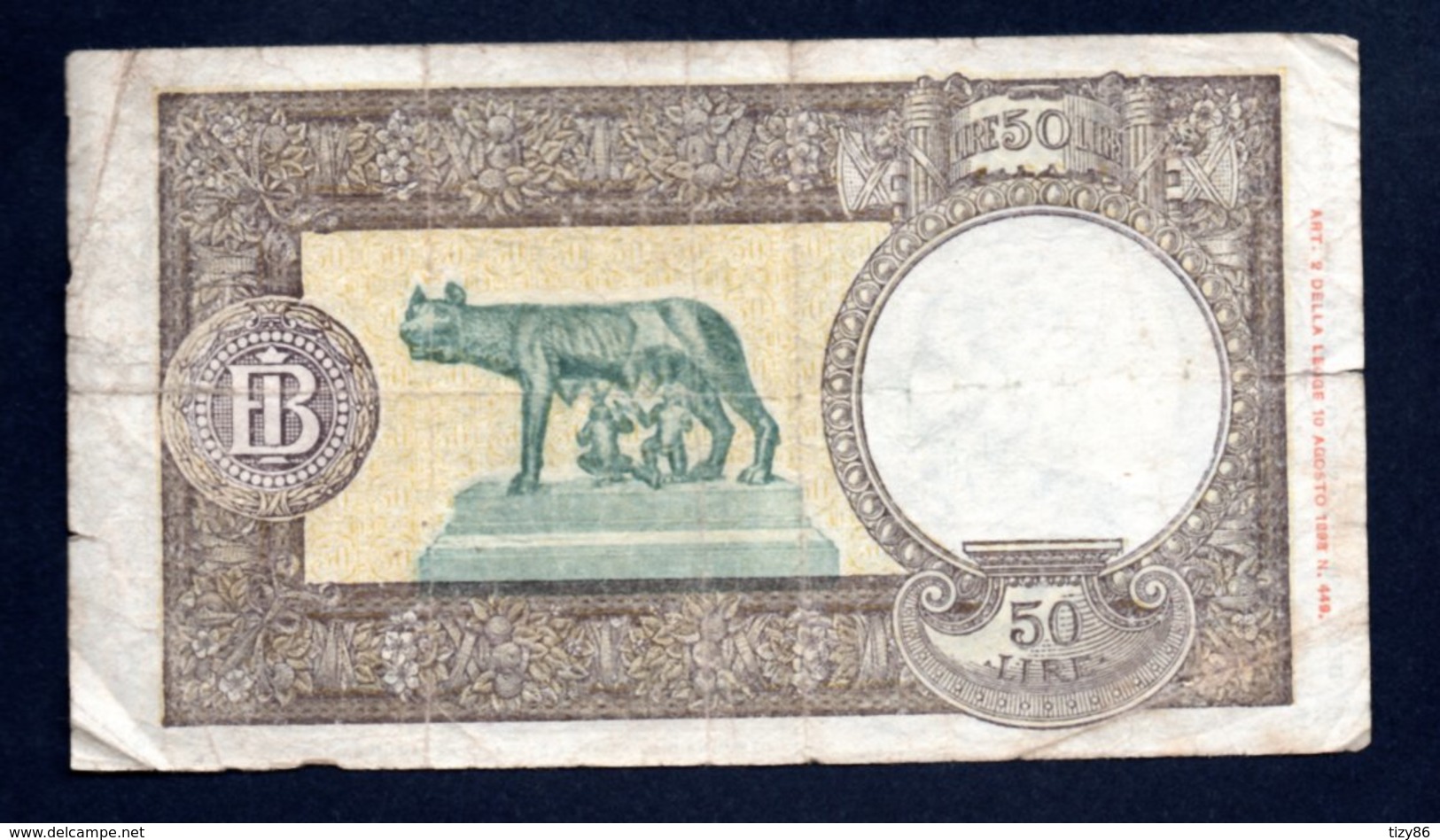 Banconota Banca D'Italia £ 50 Lupetta - Fascio 23-8-1943 R3 - 50 Lire