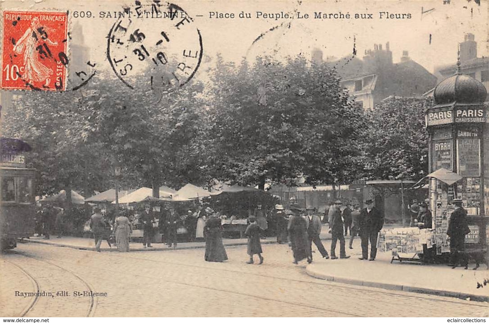Saint Etienne      42         Place Du  Peuple. Le Marché Aux Fleurs        (voir Scan) - Saint Etienne