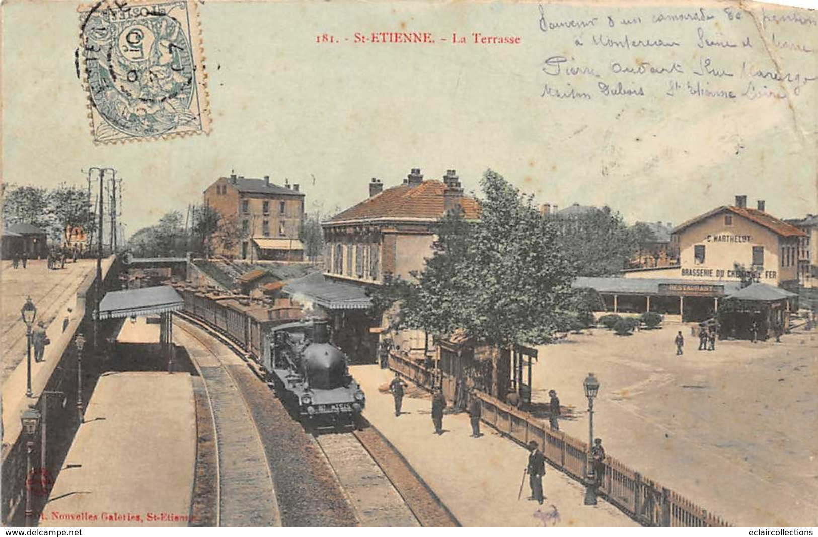 Saint Etienne      42         Intérieur De La Gare Et La Terrasse    - 1 -         Pli    (voir Scan) - Saint Etienne
