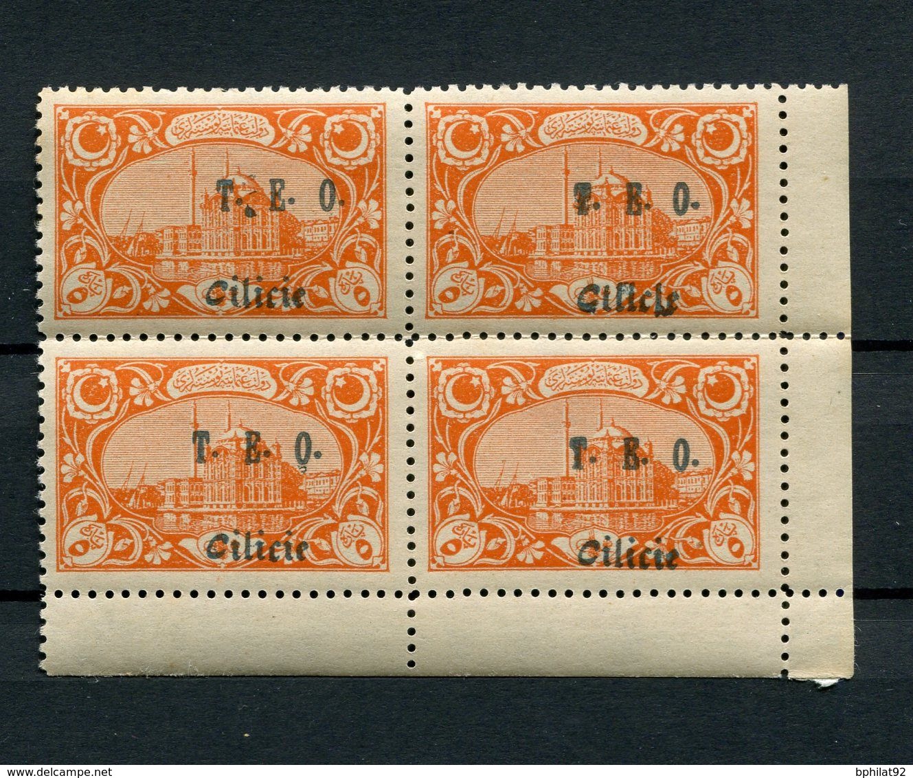 !!! CILICIE, BLOC DE 4 DU N°60 VARIETE CILICLE TENANT A NORMAUX NEUFS ** - Unused Stamps