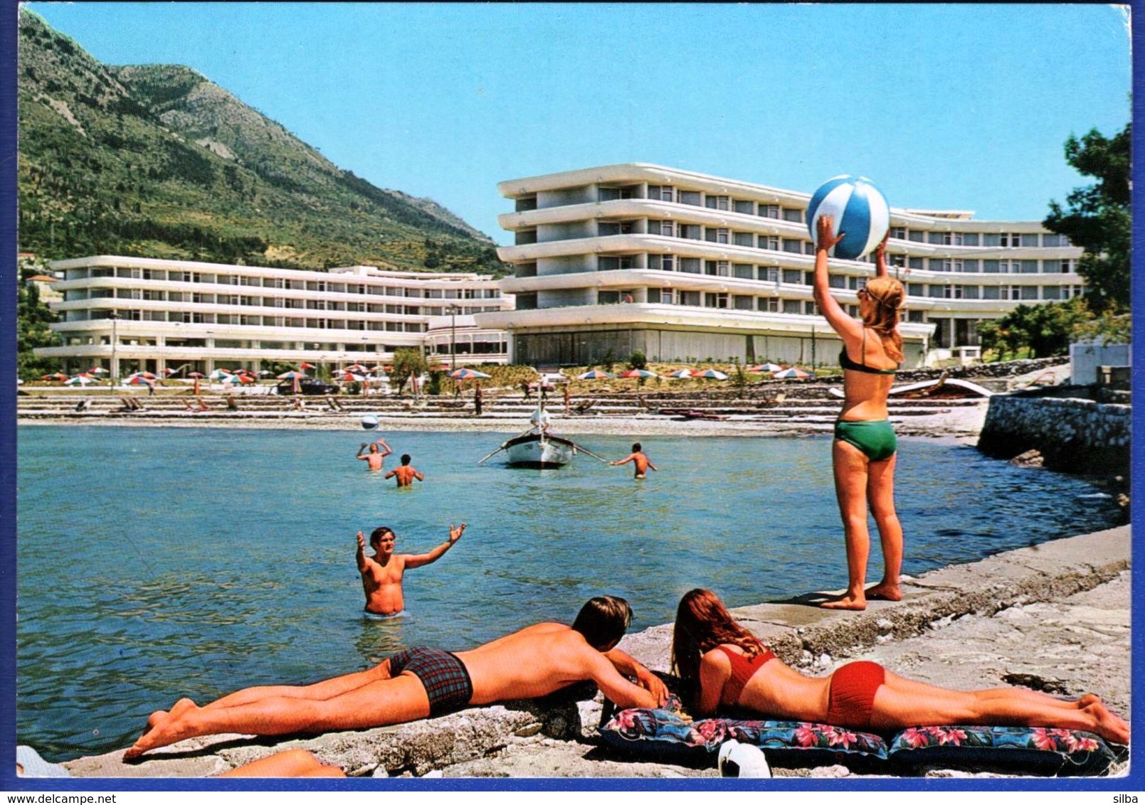 Croatia Cavtat 1970 / Hotel Albatros, Rowing Boat, Beach Ball - Croatie