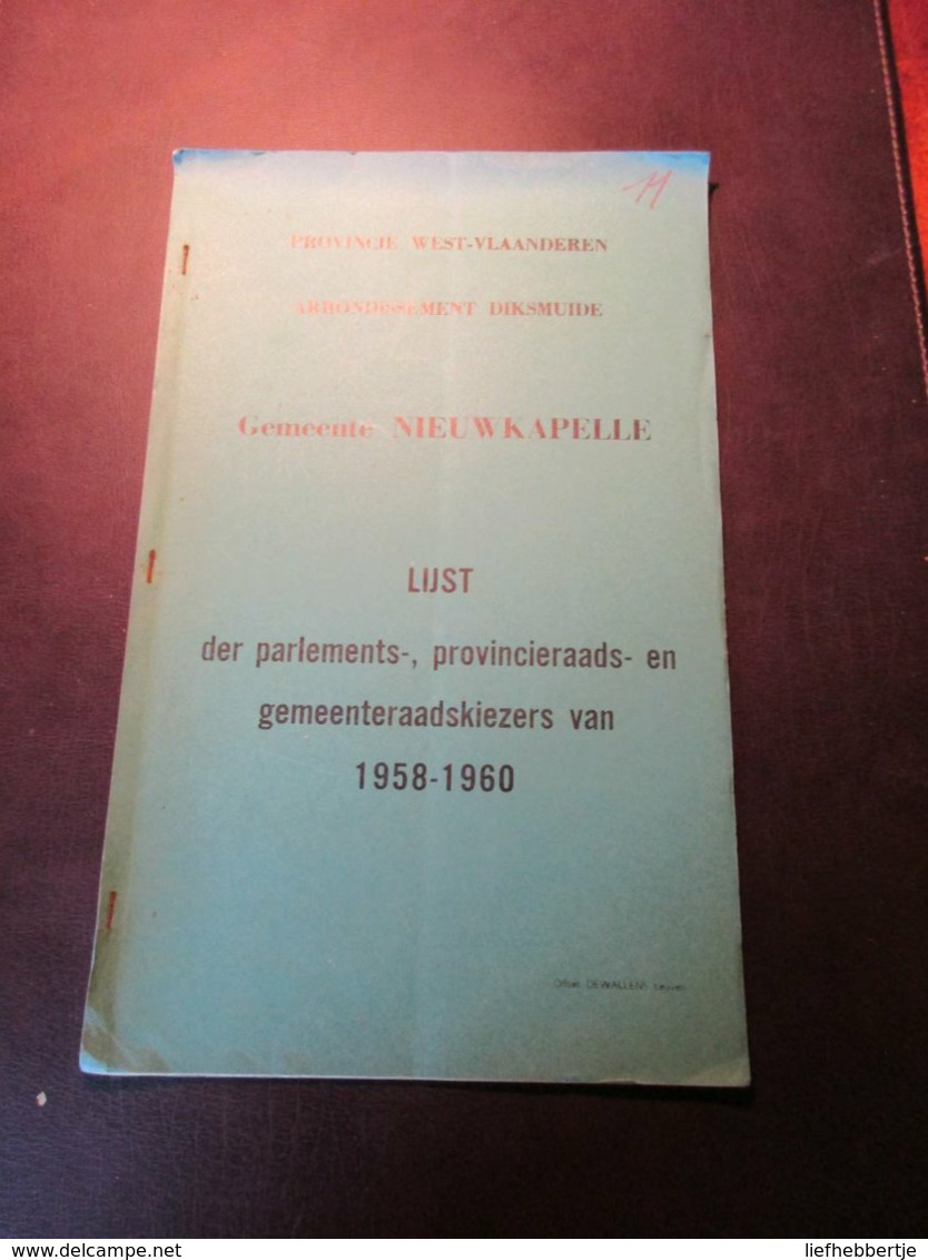 Kiezerslijst Nieuwkapelle  1958-1960 - Geschiedenis