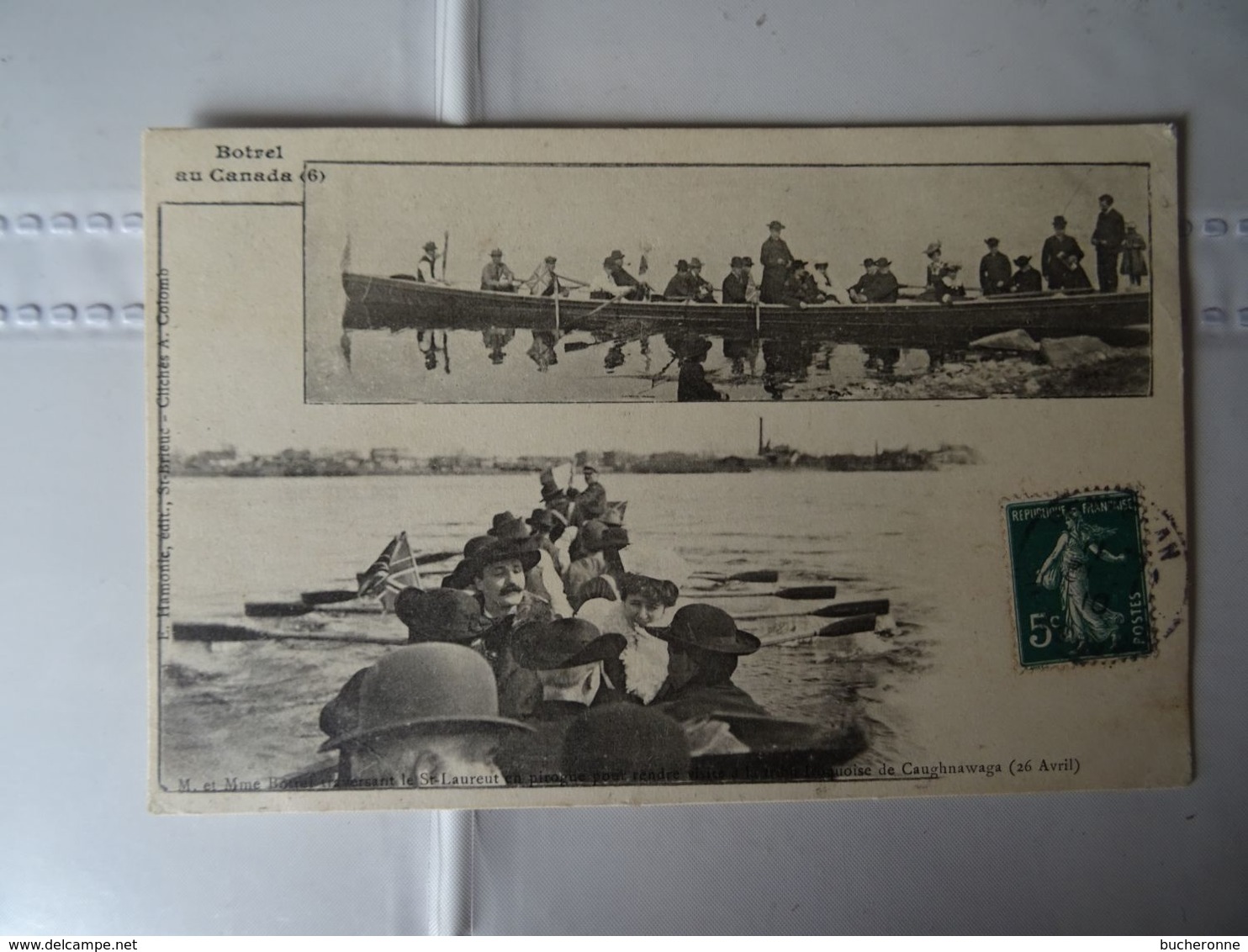 CPA   Série Botrel Au Canada M. Et Mme Botrel Traversant Le St-Laurent En Pirogue Pour Rendre Visite à La Tribu 1910 TBE - Personajes Históricos