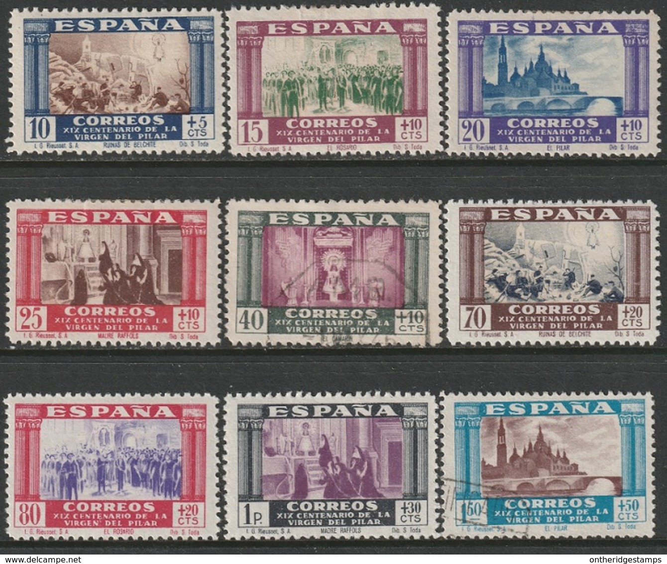 Spain 1940 Sc B109-13,B115-7,B119  Partial Set MH/used Gum Thins - Neufs