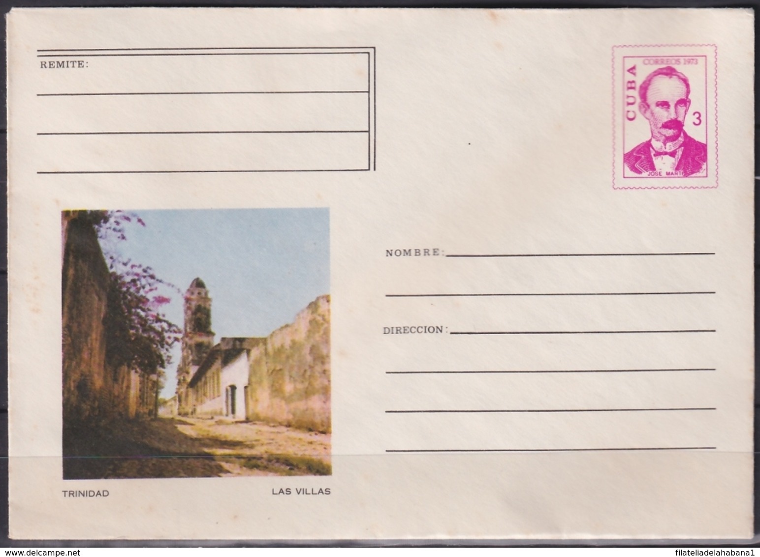 1973-EP-31 CUBA 1973 3c POSTAL STATIONERY COVER. VISTA DE UNA CALLE DE TRINIDAD - Cartas & Documentos