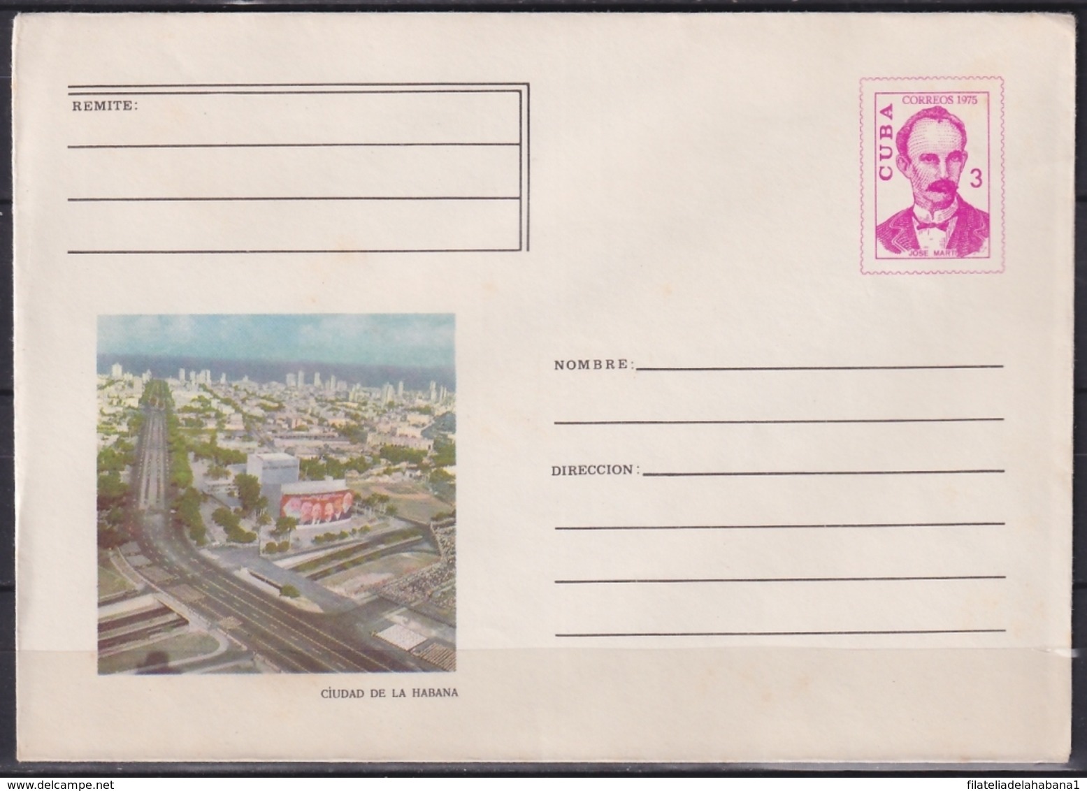 1975-EP-106 CUBA 1975 3c POSTAL STATIONERY COVER. VISTA DE LA CIUDAD DE LA HABANA. - Briefe U. Dokumente