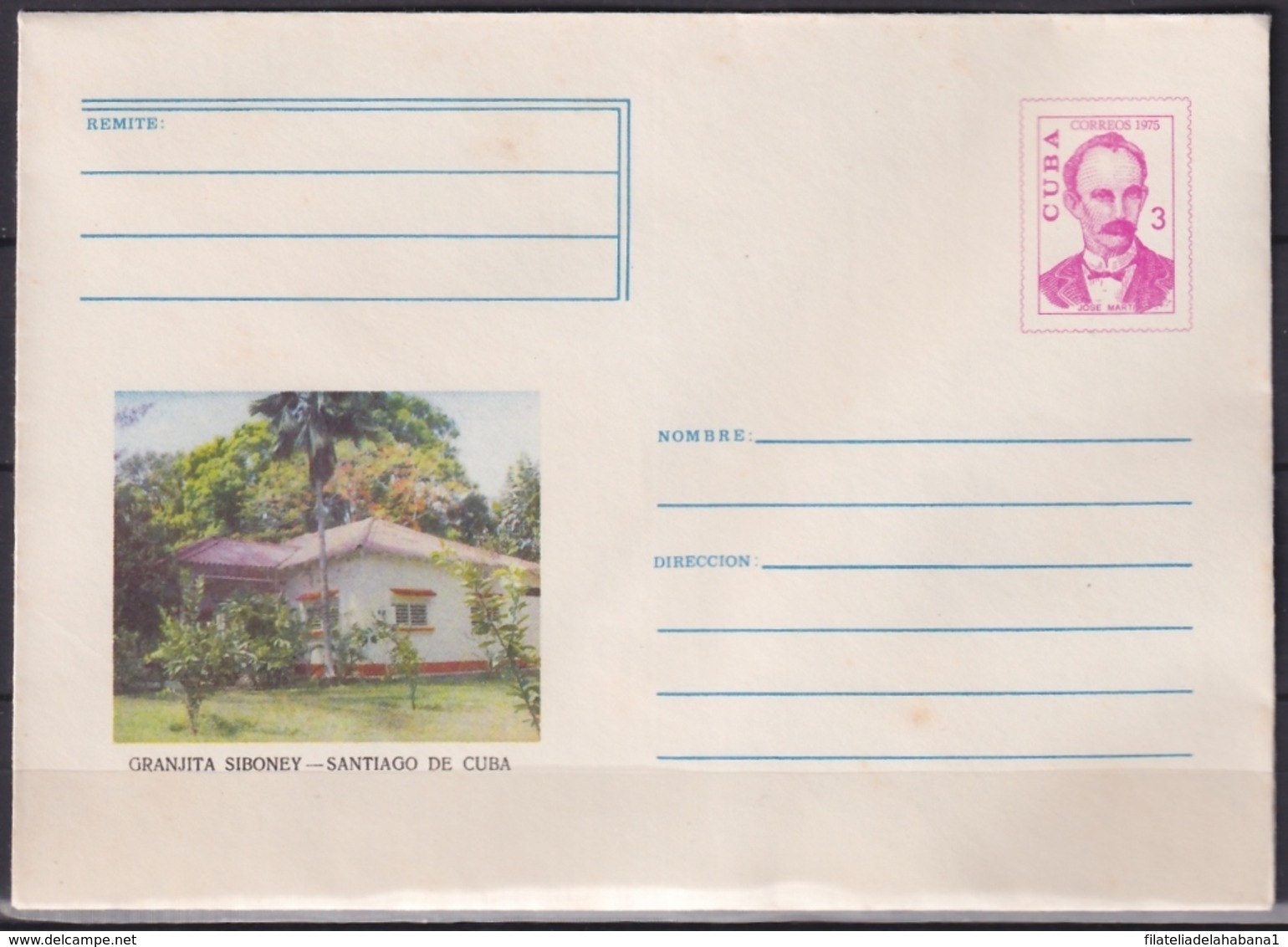 1975-EP-109 CUBA 1975 3c POSTAL STATIONERY COVER. SANTIAGO DE CUBA, GRANJITA SIBONEY. - Storia Postale