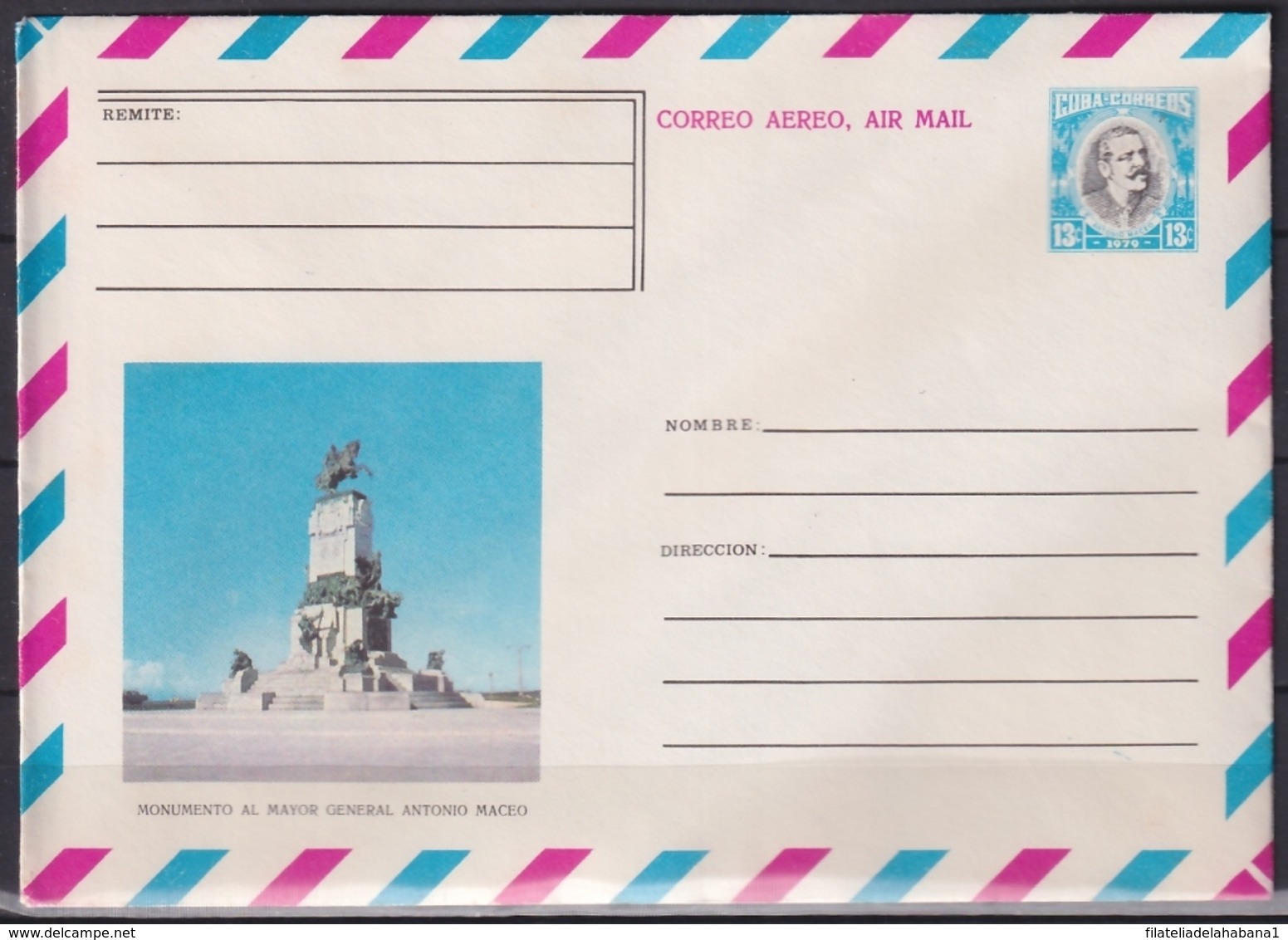 1979-EP-123 CUBA 1979 13c POSTAL STATIONERY COVER. HAVANA. MONUMENTO A ANTONIO MACEO. - Brieven En Documenten