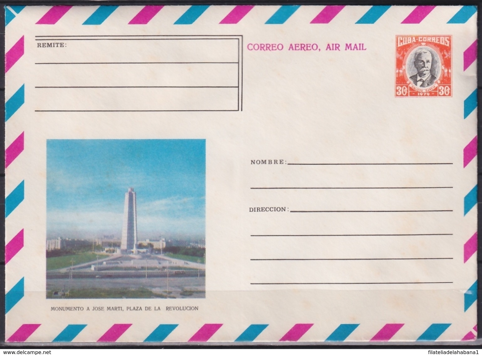 1979-EP-128 CUBA 1979 30c POSTAL STATIONERY COVER. HAVANA. MONUMENTO A MARTI PLAZA DE LA REVOLUCION. - Briefe U. Dokumente