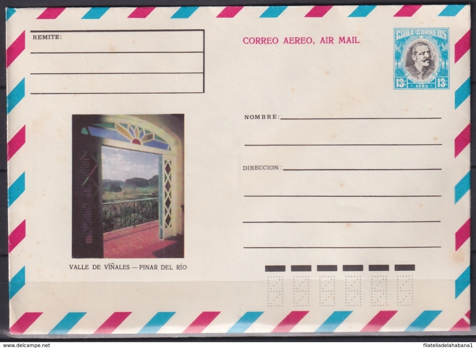 1980-EP-160 CUBA 1980 13c POSTAL STATIONERY COVER. PINAR DEL RIO, VALLE DE VIÑALES VALLEY. - Briefe U. Dokumente