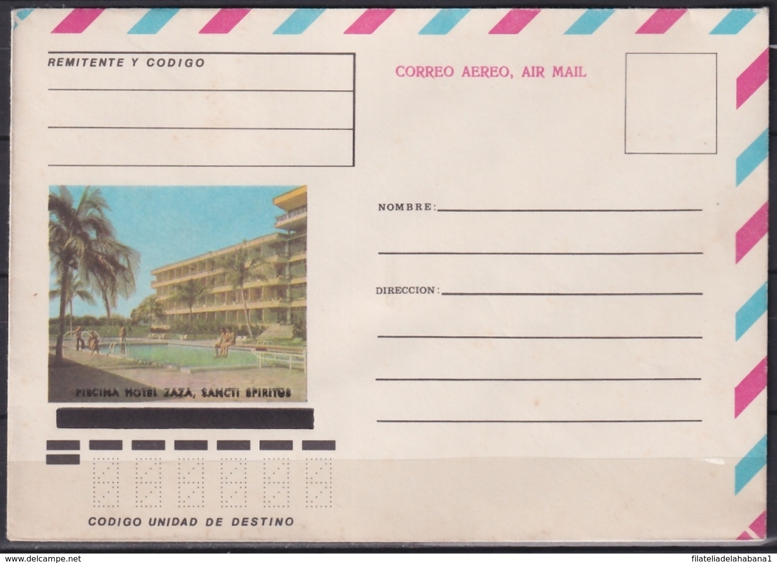 1981-EP-140 CUBA 1981 POSTAL STATIONERY COVER. ANGOLA WAR MILITAR FREEPOST UNUSED HOTEL ZAZA, SANCTI SPIRITUS - Brieven En Documenten