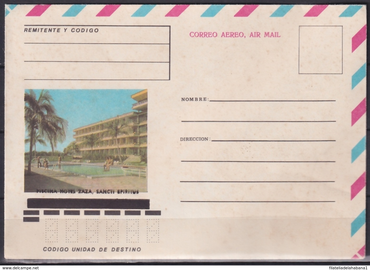 1981-EP-141 CUBA 1981 POSTAL STATIONERY COVER. ANGOLA WAR MILITAR FREEPOST UNUSED HOTEL ZAZA, SANCTI SPIRITUS - Briefe U. Dokumente